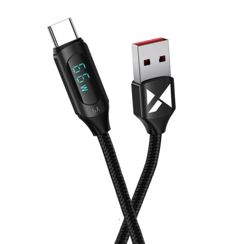 Kabel USB A - USB C Wozinsky WUACC2 z wyświetlaczem 66W 6A 2m - czarny Kabel USB A - USB C Wozinsky WUACC2 z wyświetlaczem 66W 6A 2m - czarny