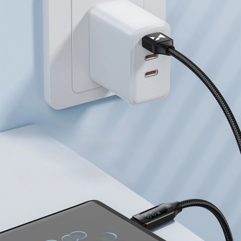 Kabel USB A - USB C Wozinsky WUACC2 z wyświetlaczem 66W 6A 2m - czarny Kabel USB A - USB C Wozinsky WUACC2 z wyświetlaczem 66W 6A 2m - czarny