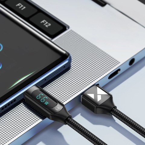 Kabel USB A - USB C Wozinsky WUACC2 z wyświetlaczem 66W 6A 2m - czarny Kabel USB A - USB C Wozinsky WUACC2 z wyświetlaczem 66W 6A 2m - czarny