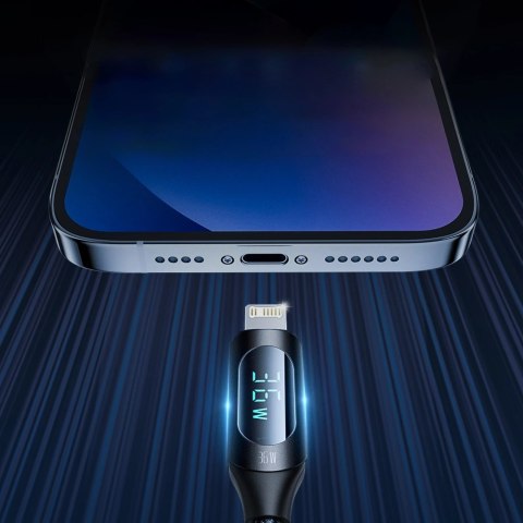 Kabel Wozinsky WUCLC2 Lightning - USB-C 36W 480Mb/s 2m z wyświetlaczem - czarny Kabel Wozinsky WUCLC2 Lightning - USB-C 36W 480Mb/s 2m z wyświetlaczem - czarny