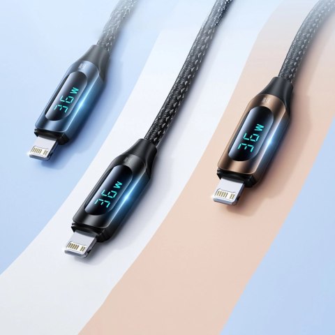 Kabel Wozinsky WUCLC2 Lightning - USB-C 36W 480Mb/s 2m z wyświetlaczem - czarny Kabel Wozinsky WUCLC2 Lightning - USB-C 36W 480Mb/s 2m z wyświetlaczem - czarny
