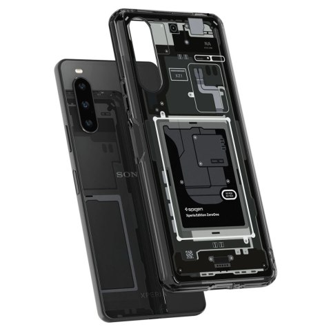 Etui Spigen Ultra Hybrid na Sony Xperia 10 V - ciemnoszare (wzór Zero One) Etui Spigen Ultra Hybrid na Sony Xperia 10 V - ciemnoszare (wzór Zero One)