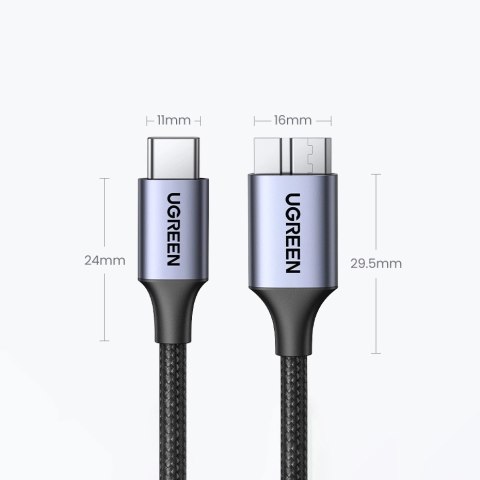 Kabel USB C / micro USB-B 3.0 Ugreen US565 5Gb/s 3A 1m - szary