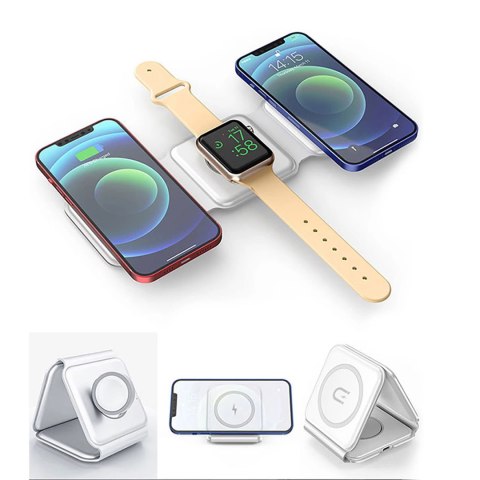 Ładowarka indukcyjna 3w1 Dudao A11N 15W - biała + kabel USB-C / USB-C