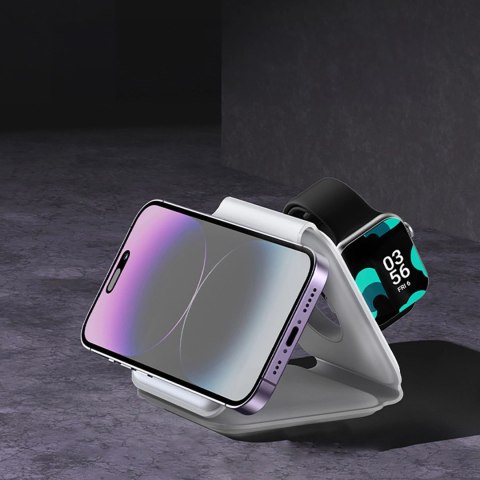 Ładowarka indukcyjna 3w1 Dudao A11N 15W - biała + kabel USB-C / USB-C