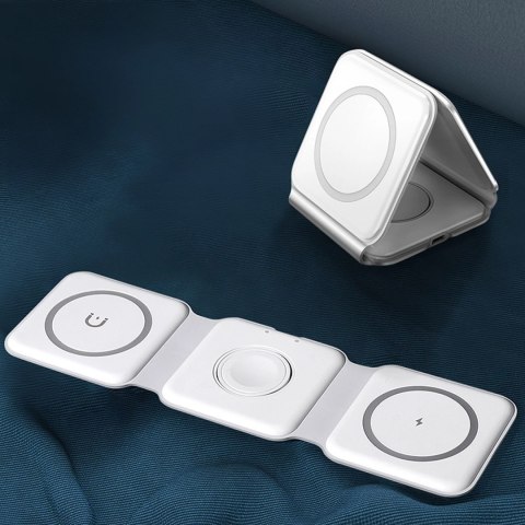 Ładowarka indukcyjna 3w1 Dudao A11N 15W - biała + kabel USB-C / USB-C