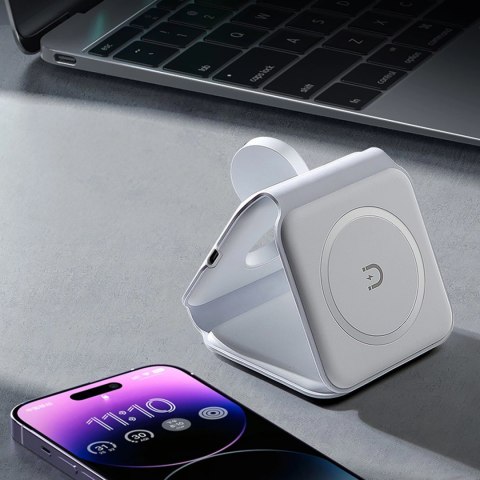 Ładowarka indukcyjna 3w1 Dudao A11N 15W - biała + kabel USB-C / USB-C