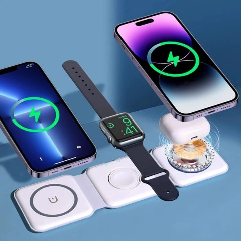 Ładowarka indukcyjna 3w1 Dudao A11N 15W - biała + kabel USB-C / USB-C
