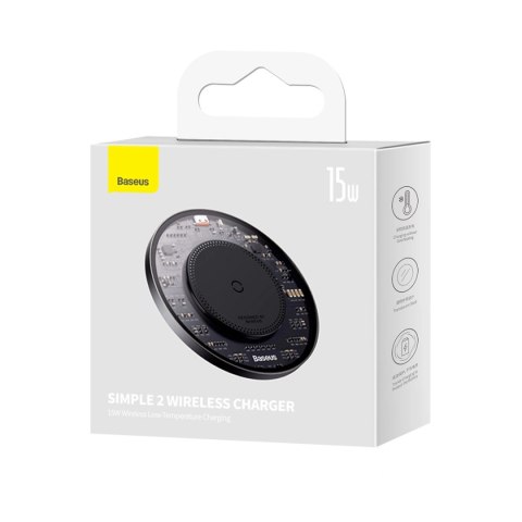 Ładowarka indukcyjna Baseus BS-W530 15W + kabel USB C - USB C 24W 1m - czarna Ładowarka indukcyjna Baseus BS-W530 15W + kabel USB C - USB C 24W 1m - czarna