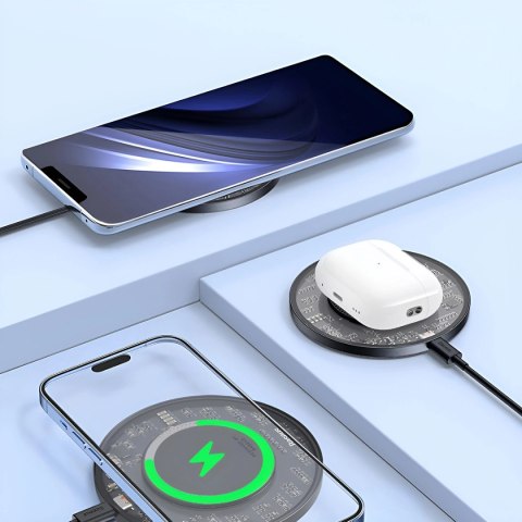 Ładowarka indukcyjna Baseus BS-W530 15W + kabel USB C - USB C 24W 1m - czarna Ładowarka indukcyjna Baseus BS-W530 15W + kabel USB C - USB C 24W 1m - czarna