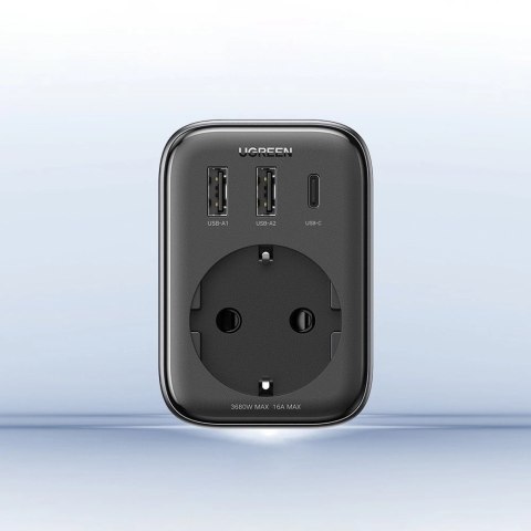 Ładowarka sieciowa 30W (2xUSB/USB C/AC) / adapter EU - EU 13A Ugreen CD314 - czarna Ładowarka sieciowa 30W (2xUSB/USB C/AC) / adapter EU - EU 13A Ugreen CD314 - czarna
