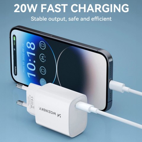Ładowarka sieciowa Wozinsky WGWCCW 20W USB-C - biała Ładowarka sieciowa Wozinsky WGWCCW 20W USB-C - biała