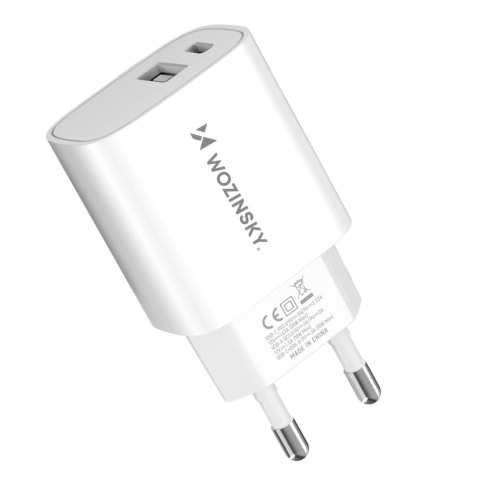 Ładowarka sieciowa Wozinsky WGWCW USB-A USB-C 20W - biała