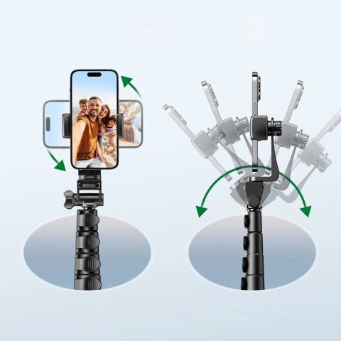 Selfie stick Ugreen LP680 ze stojakiem i pilotem Bluetooth 1.8m - czarny