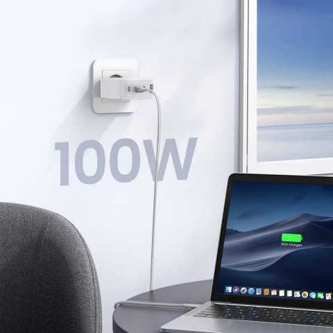 Szybka ładowarka GaN 3xUSB C / USB 100W PPS Ugreen CD226 - biała Szybka ładowarka GaN 3xUSB C / USB 100W PPS Ugreen CD226 - biała