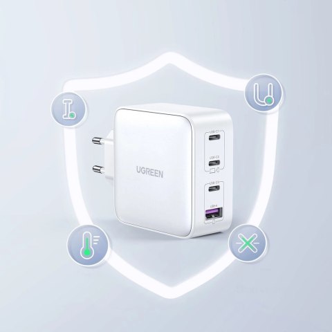 Szybka ładowarka GaN 3xUSB C / USB 100W PPS Ugreen CD226 - biała Szybka ładowarka GaN 3xUSB C / USB 100W PPS Ugreen CD226 - biała
