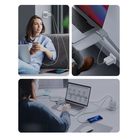 Szybka ładowarka GaN 3xUSB C / USB 100W PPS Ugreen CD226 - biała Szybka ładowarka GaN 3xUSB C / USB 100W PPS Ugreen CD226 - biała
