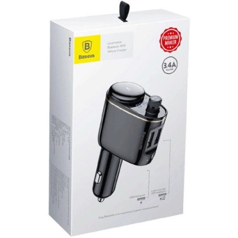 Transmiter samochodowy FM Baseus S-06 Bluetooth/USB (Overseas Edition) - czarny Transmiter samochodowy FM Baseus S-06 Bluetooth/USB (Overseas Edition) - czarny