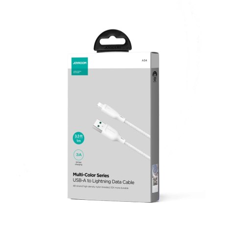Kabel Joyroom Multi-Color Series S-A34 USB-A / Lightning 3A 1m - biały