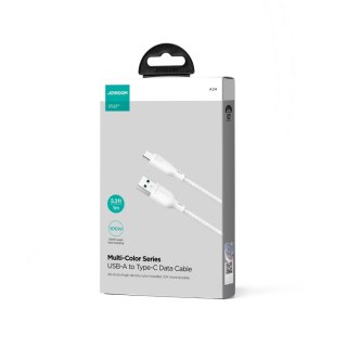 Kabel Joyroom Multi-Color Series S-A34 USB-A / USB-C 100W 1m - biały