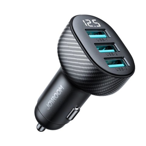 Ładowarka samochodowa Joyroom JR-CCD03 3.4A z wyświetlaczem 3x USB-A - czarna Ładowarka samochodowa Joyroom JR-CCD03 3.4A z wyświetlaczem 3x USB-A - czarna