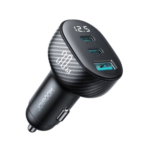 Ładowarka samochodowa Joyroom JR-CCD04 30W 2x USB-C USB-A z wyświetlaczem - czarna Ładowarka samochodowa Joyroom JR-CCD04 30W 2x USB-C USB-A z wyświetlaczem - czarna