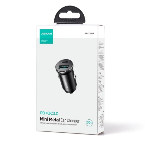 Mini ładowarka samochodowa Joyroom JR-CCN05 30W USB-A USB-C - czarna Mini ładowarka samochodowa Joyroom JR-CCN05 30W USB-A USB-C - czarna