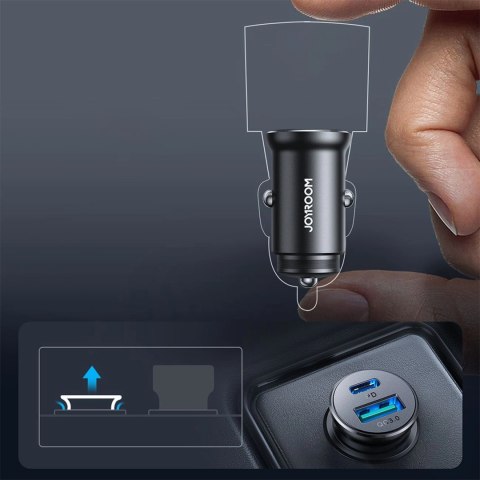 Mini ładowarka samochodowa Joyroom JR-CCN05 30W USB-A USB-C - czarna Mini ładowarka samochodowa Joyroom JR-CCN05 30W USB-A USB-C - czarna