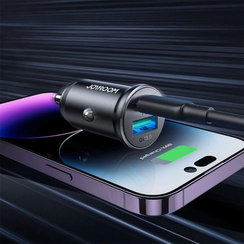 Mini ładowarka samochodowa Joyroom JR-CCN05 30W USB-A USB-C - czarna Mini ładowarka samochodowa Joyroom JR-CCN05 30W USB-A USB-C - czarna