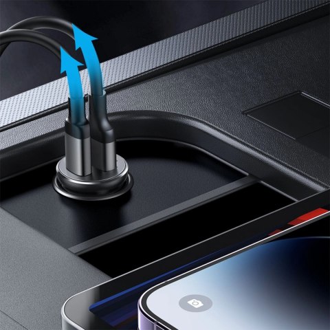 Mini ładowarka samochodowa Joyroom JR-CCN05 30W USB-A USB-C - czarna Mini ładowarka samochodowa Joyroom JR-CCN05 30W USB-A USB-C - czarna