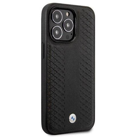 Etui BMW Leather Diamond Pattern na iPhone 14 Pro - czarne