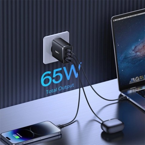 Ładowarka GaN Baseus Cube Pro 65W 2x USB-C USB-A - czarna Ładowarka GaN Baseus Cube Pro 65W 2x USB-C USB-A - czarna