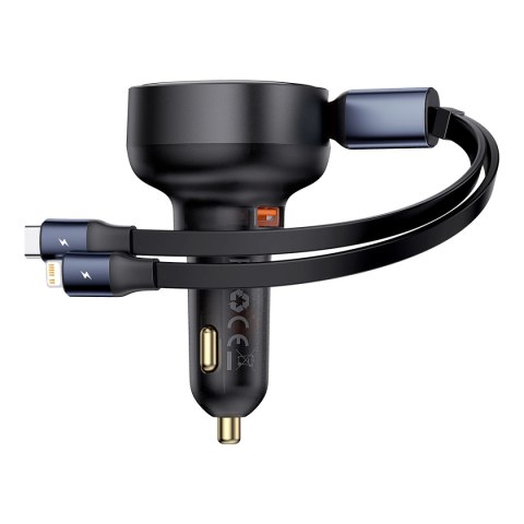 Ładowarka samochodowa Baseus Enjoyment USB-A z kablem USB-C / Lightning 60W - czarny Ładowarka samochodowa Baseus Enjoyment USB-A z kablem USB-C / Lightning 60W - czarny