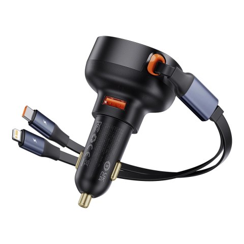 Ładowarka samochodowa Baseus Enjoyment USB-A z kablem USB-C / Lightning 60W - czarny Ładowarka samochodowa Baseus Enjoyment USB-A z kablem USB-C / Lightning 60W - czarny