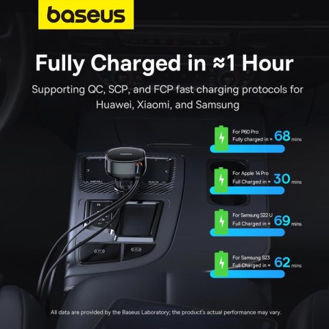 Ładowarka samochodowa Baseus Enjoyment USB-A z kablem USB-C / Lightning 60W - czarny Ładowarka samochodowa Baseus Enjoyment USB-A z kablem USB-C / Lightning 60W - czarny