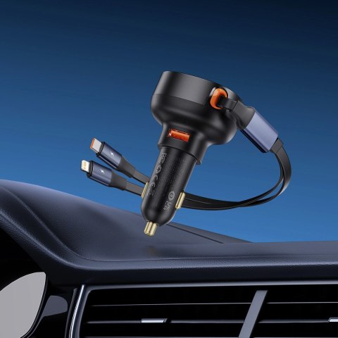 Ładowarka samochodowa Baseus Enjoyment USB-A z kablem USB-C / Lightning 60W - czarny Ładowarka samochodowa Baseus Enjoyment USB-A z kablem USB-C / Lightning 60W - czarny