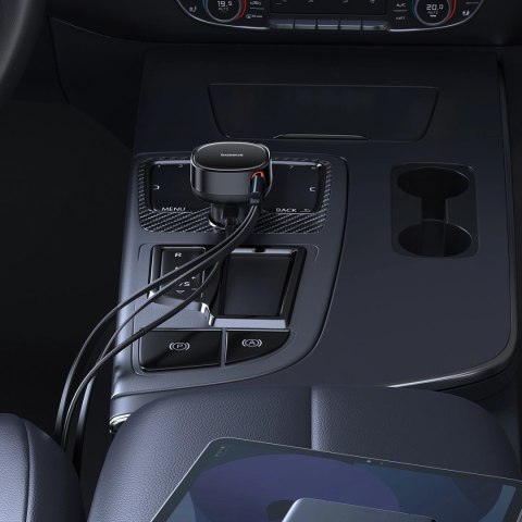 Ładowarka samochodowa Baseus Enjoyment USB-C z kablem USB-C / Lightning 60W - czarny Ładowarka samochodowa Baseus Enjoyment USB-C z kablem USB-C / Lightning 60W - czarny