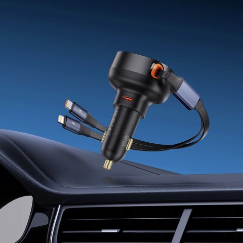 Ładowarka samochodowa Baseus Enjoyment USB-C z kablem USB-C / Lightning 60W - czarny Ładowarka samochodowa Baseus Enjoyment USB-C z kablem USB-C / Lightning 60W - czarny