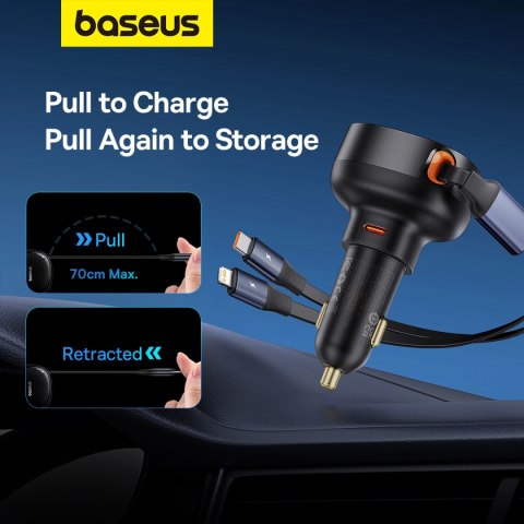 Ładowarka samochodowa Baseus Enjoyment USB-C z kablem USB-C / Lightning 60W - czarny Ładowarka samochodowa Baseus Enjoyment USB-C z kablem USB-C / Lightning 60W - czarny