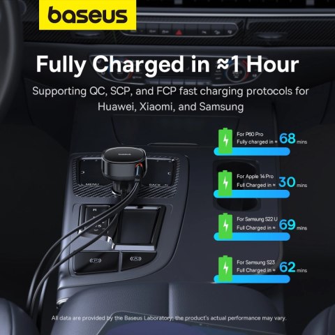 Ładowarka samochodowa Baseus Enjoyment USB-C z kablem USB-C / Lightning 60W - czarny Ładowarka samochodowa Baseus Enjoyment USB-C z kablem USB-C / Lightning 60W - czarny