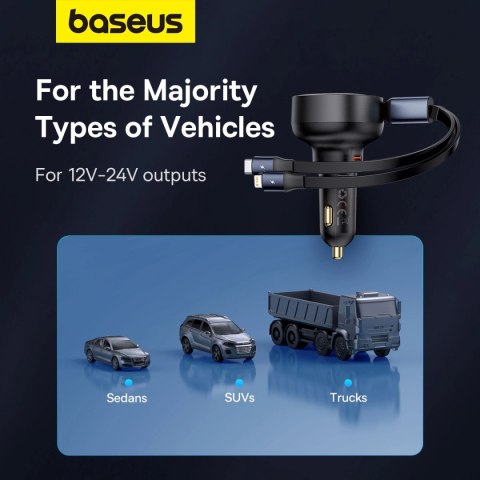 Ładowarka samochodowa Baseus Enjoyment USB-C z kablem USB-C / Lightning 60W - czarny Ładowarka samochodowa Baseus Enjoyment USB-C z kablem USB-C / Lightning 60W - czarny