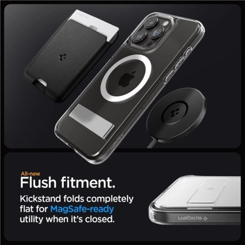 Etui Spigen Ultra Hybrid S MagSafe z podstawką do iPhone 15 Pro - przezroczyste Etui Spigen Ultra Hybrid S MagSafe z podstawką do iPhone 15 Pro - przezroczyste
