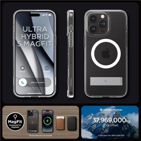 Etui Spigen Ultra Hybrid S MagSafe z podstawką do iPhone 15 Pro - przezroczyste Etui Spigen Ultra Hybrid S MagSafe z podstawką do iPhone 15 Pro - przezroczyste