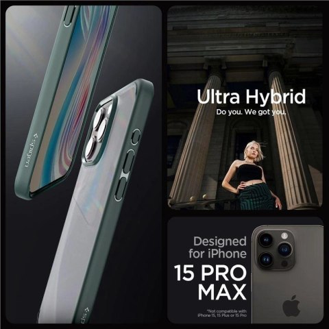 Etui Spigen Ultra Hybrid na iPhone 15 Pro Max - ciemnozielone Etui Spigen Ultra Hybrid na iPhone 15 Pro Max - ciemnozielone