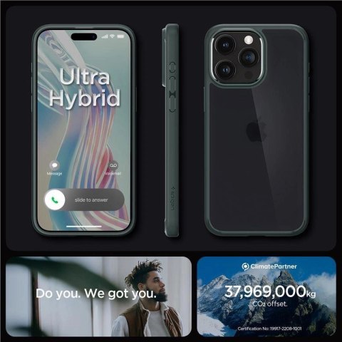 Etui Spigen Ultra Hybrid na iPhone 15 Pro - ciemnozielone Etui Spigen Ultra Hybrid na iPhone 15 Pro - ciemnozielone