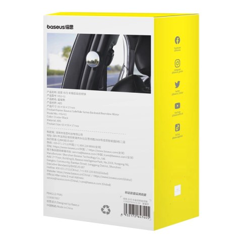 Lusterko wsteczne Baseus SafeRide Series z młotkiem bezpieczeństwa - czarne Lusterko wsteczne Baseus SafeRide Series z młotkiem bezpieczeństwa - czarne
