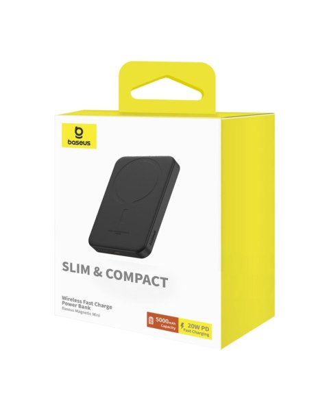 Mini powerbank Baseus 5000mAh 20W + kabel USB-C (20V/3A) - czarny Mini powerbank Baseus 5000mAh 20W + kabel USB-C (20V/3A) - czarny