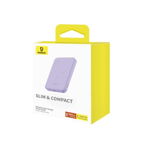 Mini powerbank Baseus 5000mAh 20W + kabel USB-C (20V/3A) - fioletowy Mini powerbank Baseus 5000mAh 20W + kabel USB-C (20V/3A) - fioletowy