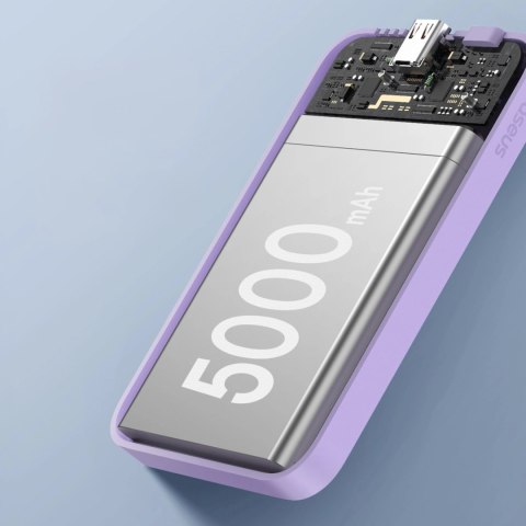 Mini powerbank Baseus 5000mAh 20W + kabel USB-C (20V/3A) - fioletowy Mini powerbank Baseus 5000mAh 20W + kabel USB-C (20V/3A) - fioletowy
