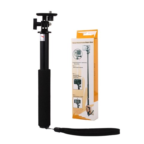 Selfie stick z uchwytem na kamerę - czarny